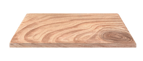 Wood brown plank with shabby texture. Rectangular serving board. Perspective view. Natural material. Template for food projects, interior design. Watercolor illustration isolated on white background