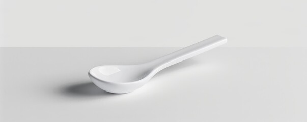 Isolated white spoon on white background mockup, 4K hyperrealistic photo