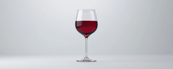 Isolated red wine glass on white background mockup, 4K hyperrealistic photo