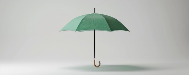 Isolated green umbrella on white background mockup, 4K hyperrealistic photo