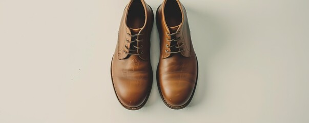 Isolated brown leather shoes on white background mockup, 4K hyperrealistic photo