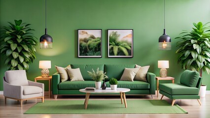 Minimal house interior featuring a sleek sofa and contemporary furniture, highlighting modern design and simplicity