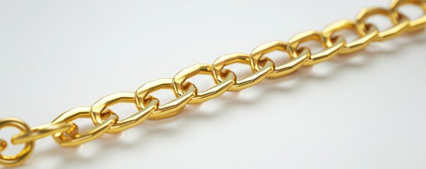 Obraz premium Isolated gold chain on white background mockup, 4K hyperrealistic photo