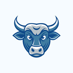 Blue bull head logo style illustration