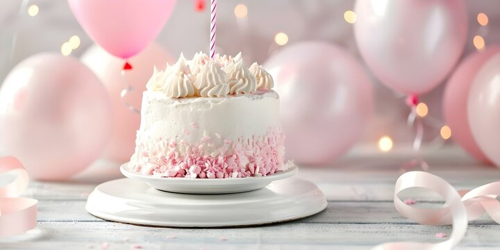 Baby girl's first birthday bash with cake and balloons. Concept First Birthday Celebration, Baby Girl, Cake Smash, Balloon Decorations, Party Planning