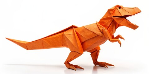 Origami T-Rex Dinosaur, Paper Folding, Orange, Prehistoric, Dinosaur  , origami, dinosaur, t-rex, papercraft