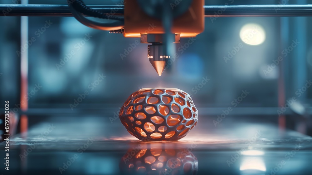Aufkleber 3d printer creating a complex object with precision in an industrial setting.