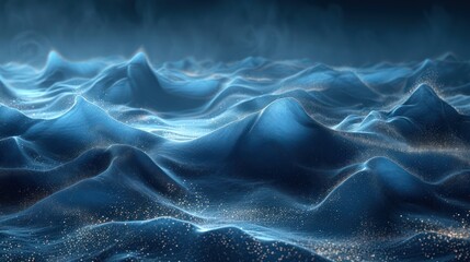 Obraz premium Abstract Blue Landscape with Shimmering Lights