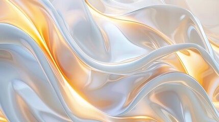 Abstract silky waves in luminous gold and silver colors, creating a flowing and elegant fabric texture.