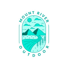 Illustration of mountain monoline or line art style