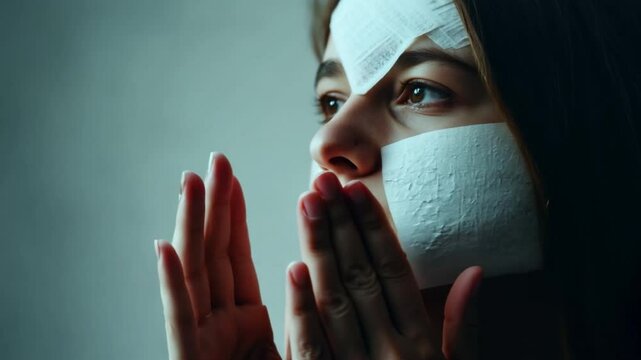 girl with bandaged eyes who is mute