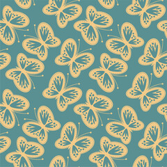 Seamless vector illustration print pattern background wallpaper with butterflies summer spring for textile, paper, pack etc 