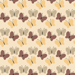 Seamless vector illustration print pattern background wallpaper with butterflies summer spring for textile, paper, pack etc 