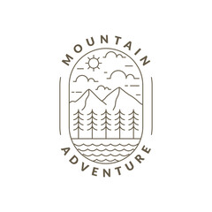 Illustration of mountain monoline or line art style