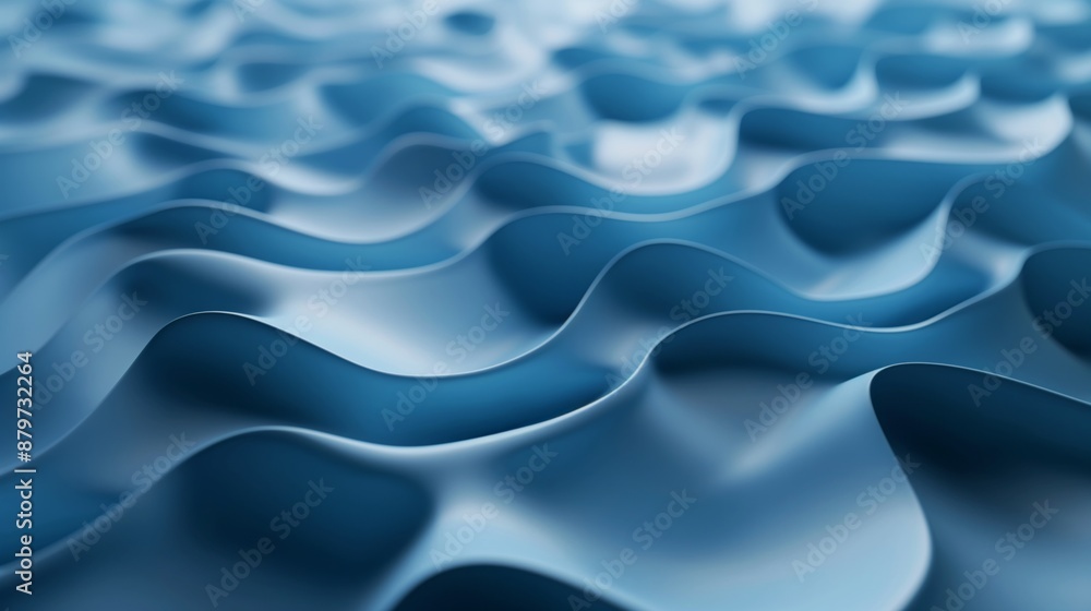 Poster soft blue waves creating an abstract, fluid pattern. smooth and modern aesthetic design.