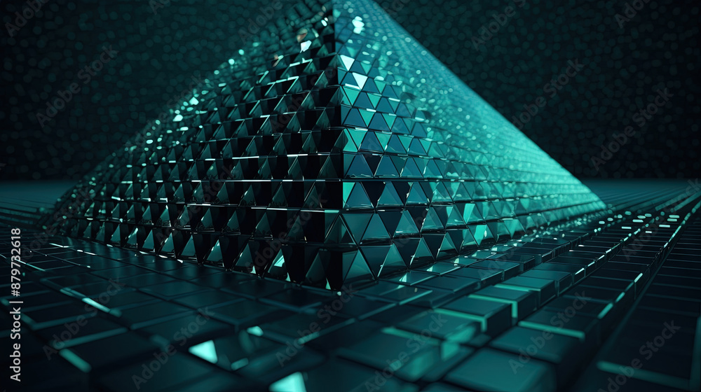 Poster Abstract background with structure of neon triangles and technology style.