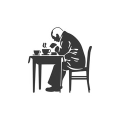 minimalist logo or symbol for elderly man activity black color only