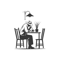 minimalist logo or symbol for elderly man activity black color only