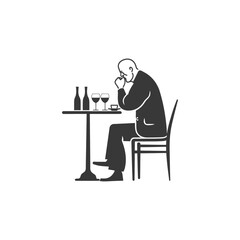 minimalist logo or symbol for elderly man activity black color only