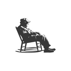 minimalist logo or symbol for elderly man activity black color only