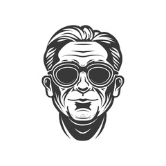 Fototapeta premium minimalist logo or symbol for elderly man activity black color only