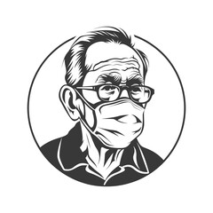 minimalist logo or symbol for elderly man activity black color only