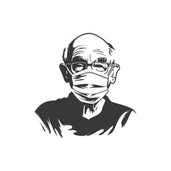 minimalist logo or symbol for elderly man activity black color only