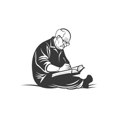 minimalist logo or symbol for elderly man activity black color only