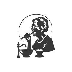 minimalist logo or symbol for elderly woman activity black color only