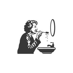 minimalist logo or symbol for elderly woman activity black color only