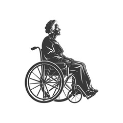 minimalist logo or symbol for elderly woman activity black color only