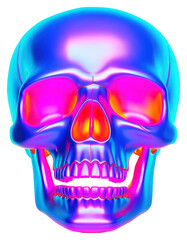 PNG  Surrealistic painting of pink neon skull purple clothing glowing.