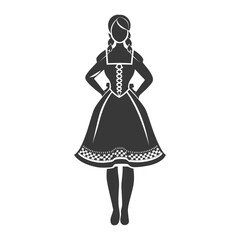 minimalist logo or symbol for germany women wearing dirndl black color only