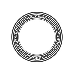 minimalist logo or symbol for greek frame circle black color only