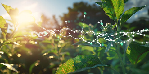 Genetic Engineering in Agriculture - DNA Helix Overlaid on Green Plants
Biotechnology in Plant Science - DNA Strand and Healthy Crops
