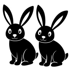 illustration of Rabbits silhouette vector