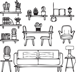 furniture sketch thin line 