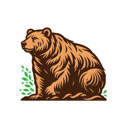 Bear stylized logo template, The emblem with bear for a sports team. Vector illustration isolated on white