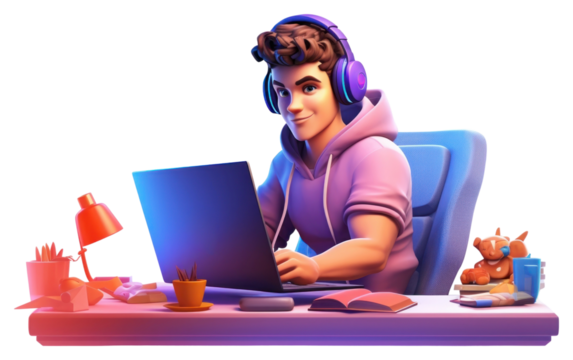 PNG Computer headphones cartoon laptop.