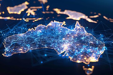 Digital map of Australia network and connectivity created with Generative AI