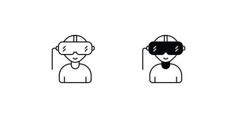 vr headset set icon with white background vector stock illustration