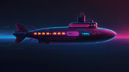 3D Rendered Image of a Submarine Exploring the Ocean Depths