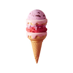Delicious cone ice cream isolated on a transparent background by AI generative.