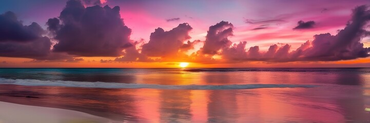 Fototapeta premium Colorful sunset over the beach, ocean background