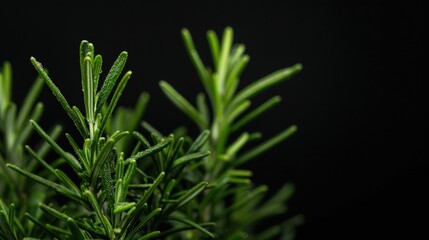 A close up of a green leafy plant with a dark background. Generate AI image