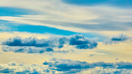 Aerial View of Golden Hour Cloudscape in Tranquil Sky