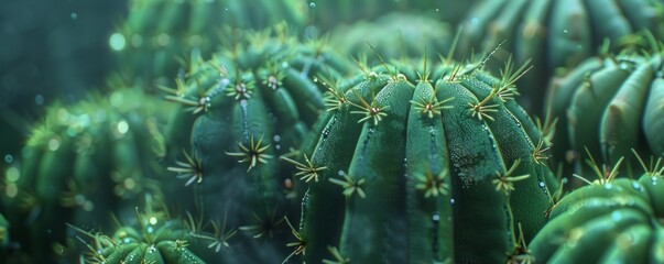 Textured cactus with spines and ridges, 4K hyperrealistic photo