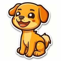 Obraz premium cute dog and cloud logo sticker, Sticker, outline, vector, sky, simple, beige, white, kawaii