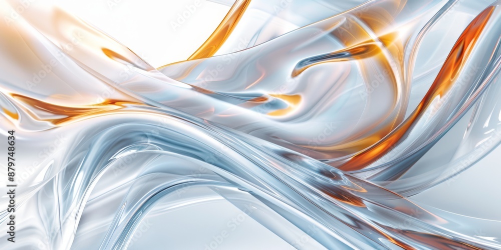 Poster dynamic abstract design showcasing orange and blue flowing shapes. suitable for modern creative proj
