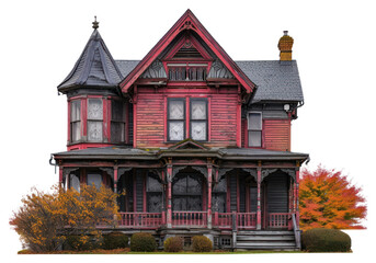 Obraz premium PNG Haunted house architecture building white background.